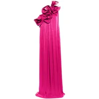 costarellos robe longue à appliques fleurs - rose