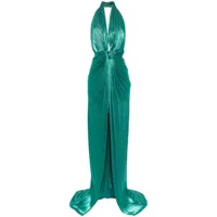 costarellos robe longue colette lurex à dos-nu - vert
