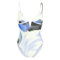 simkhai maillot de bain maelle à imprimé abstrait - bleu