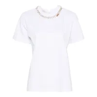 alberta ferretti t-shirt en coton à ornements en cristal - blanc