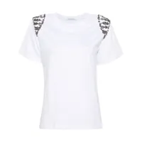 alberta ferretti t-shirt à logo strassé - blanc