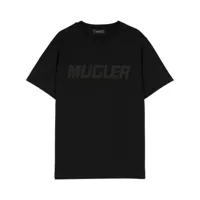mugler t-shirt en coton à patch logo - noir