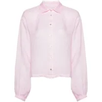 120% lino chemise en lin à effet de transparence - rose