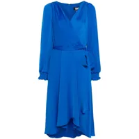 dkny robe mi-longue à col v - bleu