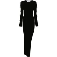 mach & mach robe longue à design nervuré - noir
