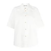 low classic chemise en coton à col pointu - blanc