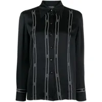 chanel pre-owned chemise en soie à boutons logo (1994) - noir