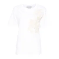 ermanno firenze t-shirt à fleurs brodées - blanc