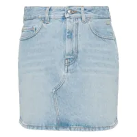 gcds jupe courte en jean à applique logo - bleu