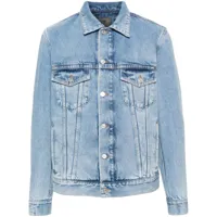 givenchy veste en jean à plaque logo - bleu
