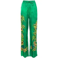 ermanno firenze pantalon droit à fleurs - vert