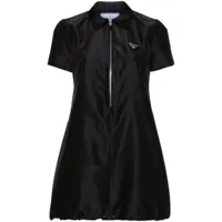 prada robe-chemise courte à logo émaillé - noir