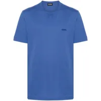 zegna t-shirt en coton à logo brodé - bleu