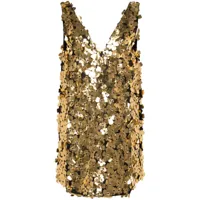 stine goya robe courte à fleurs appliquées - or