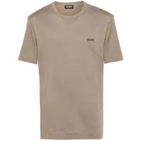 zegna t-shirt en coton à logo brodé - tons neutres