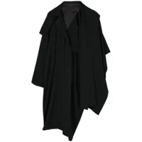 yohji yamamoto cape asymétrique à design plissé - noir