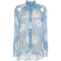 plan c chemise en soie à fleurs - bleu