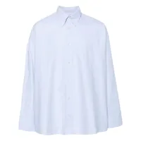 studio nicholson chemise en coton à col boutonné - bleu