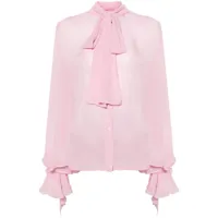 pinko chemise à col lavallière - rose