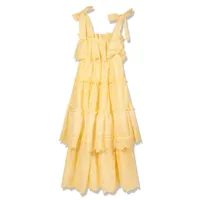 marlo robe à fleurs brodées - jaune