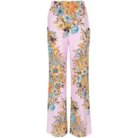 etro pantalon droit à fleurs - rose