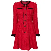 b+ab robe courte en tweed à détail de nœud - rouge