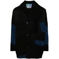 by walid manteau boutonné à détails patchwork - noir