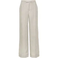 brunello cucinelli pantalon de tailleur à taille haute - gris