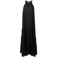 adriana degreas robe longue en coton à volants superposés - noir