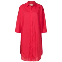 adriana degreas robe-chemise en coton à manches longues - rouge