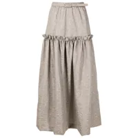adriana degreas jupe longue en maille métallisée - gris