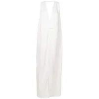 adriana degreas robe longue à col v - blanc