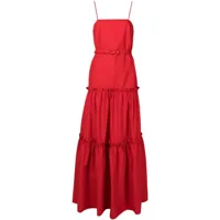 adriana degreas robe de plage ceinturée à volants superposés - rouge