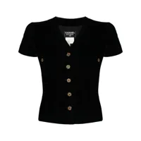 chanel pre-owned chemise en velours à boutons gripoix (1996) - noir