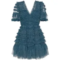 needle & thread robe courte pheonix à volants - bleu