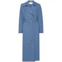harris wharf london manteau long à taille ceinturée - bleu