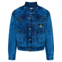vivienne westwood veste en jean à logo orb brodé - bleu