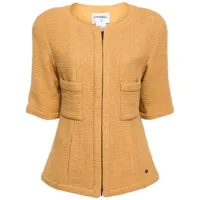 chanel pre-owned veste zippée en maille (2012) - marron