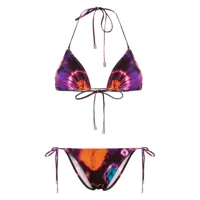 zimmermann bikini acadian à imprimé tie dye - violet