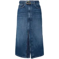twinset jupe mi-longue en jean à taille ceinturée - bleu