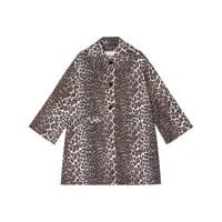 ganni manteau boutonné à imprimé léopard - marron