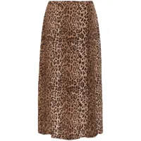 rixo jupe mi-longue plissée à imprimé léopard - marron