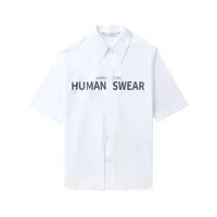pushbutton chemise en coton à slogan imprimé - blanc