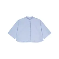 dondup chemise en coton à plaque logo - bleu