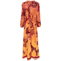 f.r.s for restless sleepers robe longue elone à fleurs - orange