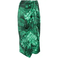 ermanno firenze jupe drapée à imprimé végétal - vert