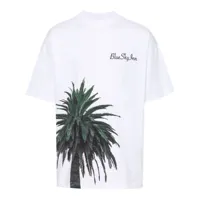 blue sky inn t-shirt en coton à imprimé palmier - blanc