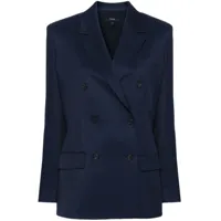 theory double-breasted twill blazer - bleu
