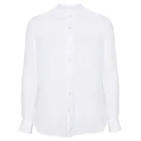 120% lino chemise en lin à col officier - blanc