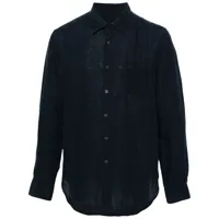 120% lino chemise en lin - bleu